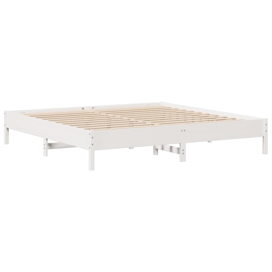 Estructura de cama sin colchón madera maciza blanca 200x200