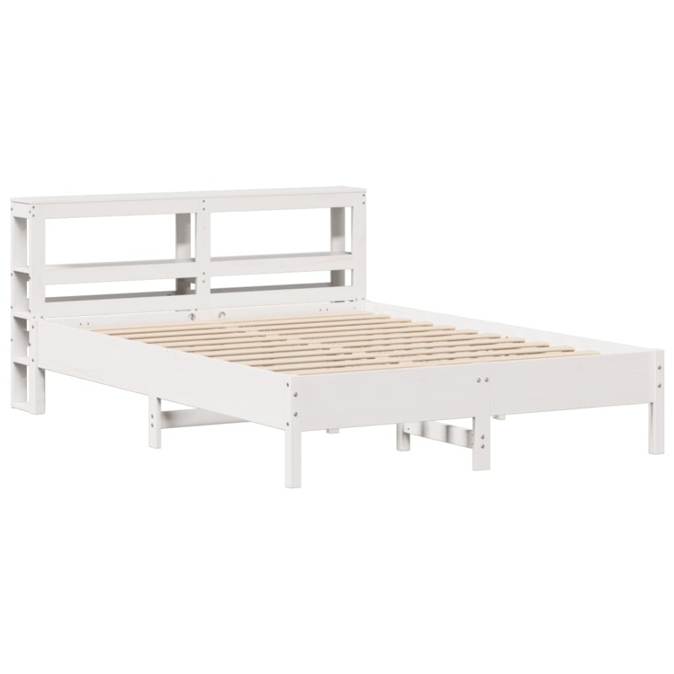Estructura de cama sin colchón madera de pino blanca 140x190