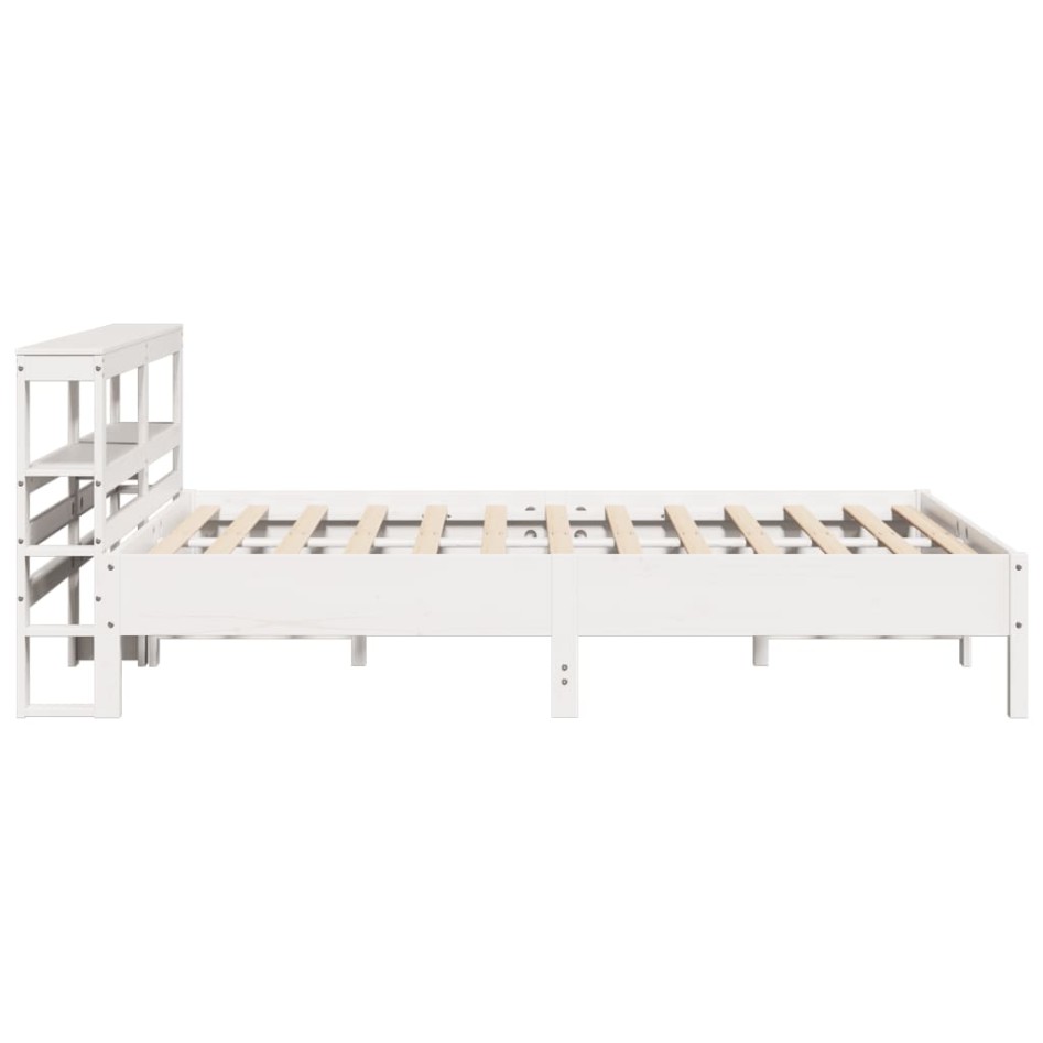 Estructura de cama sin colchón madera de pino blanca 140x190