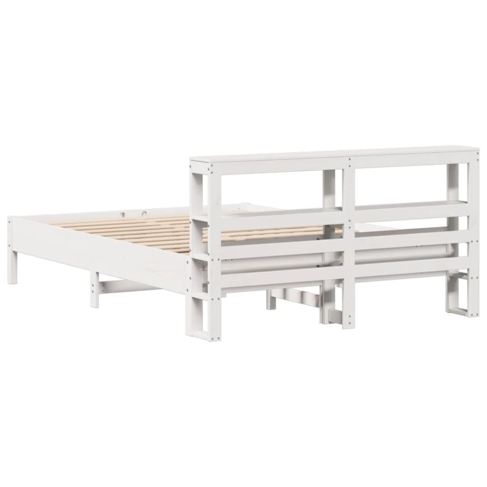 Estructura de cama sin colchón madera de pino blanca 140x190