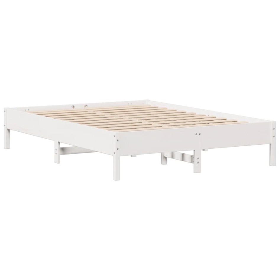 Estructura de cama sin colchón madera de pino blanca 140x190