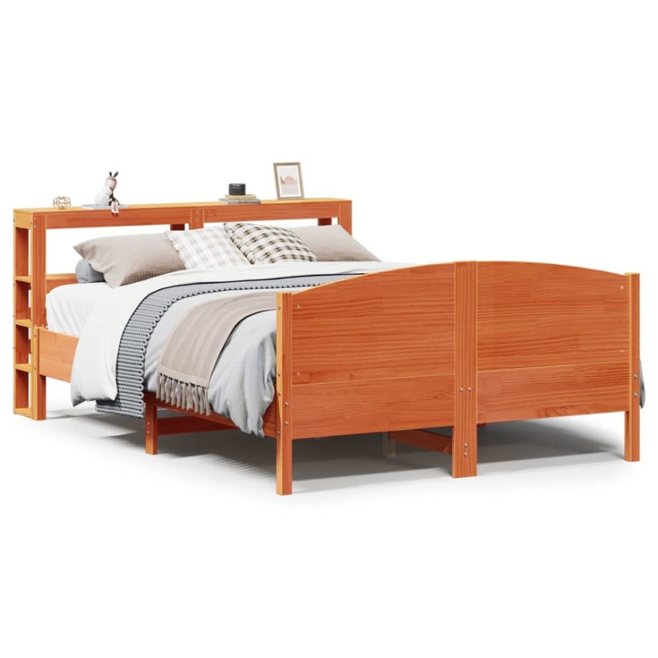 Estructura de cama sin colchón madera maciza marrón 120x190