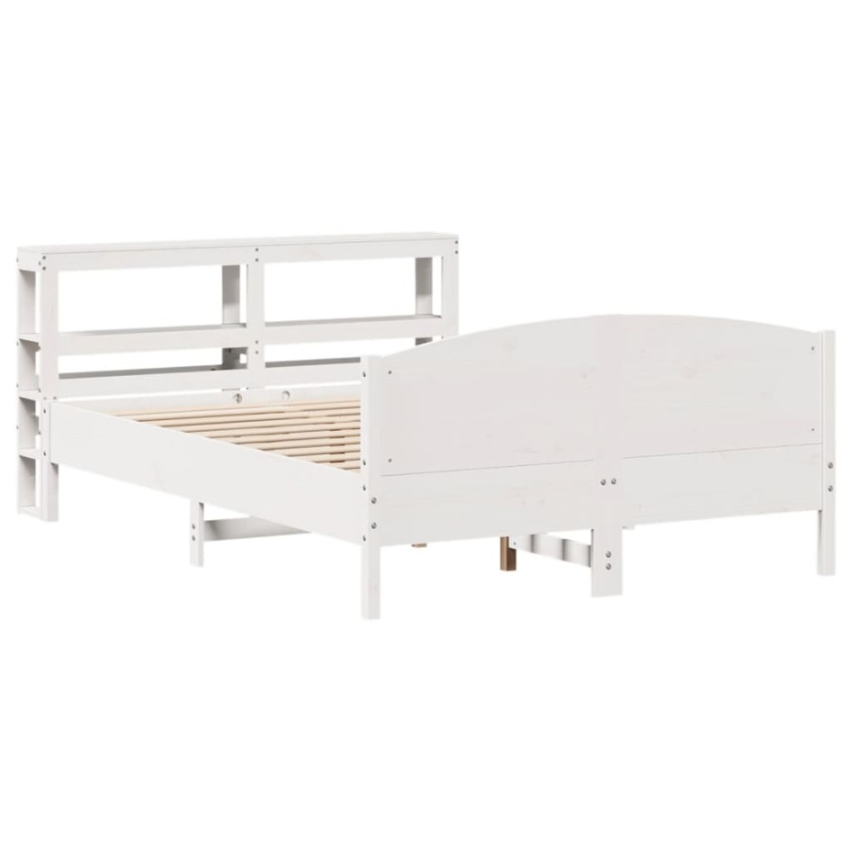 Estructura de cama sin colchón madera de pino blanca 140x190