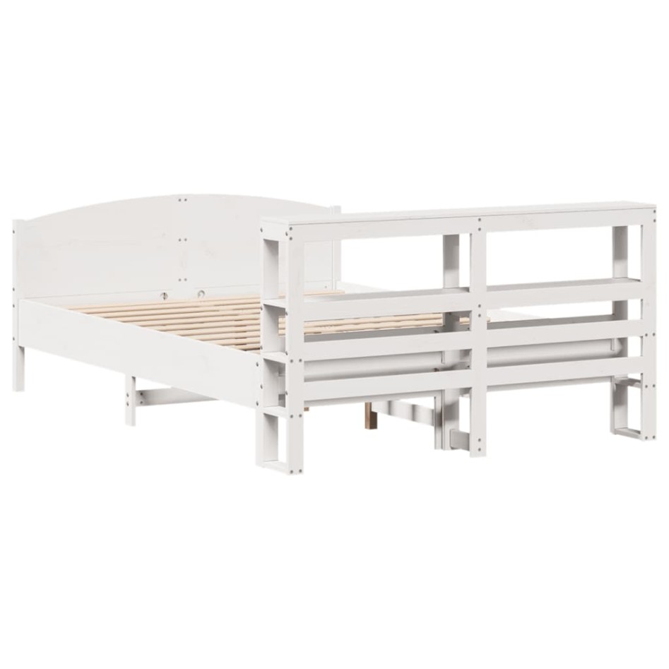 Estructura de cama sin colchón madera de pino blanca 140x190