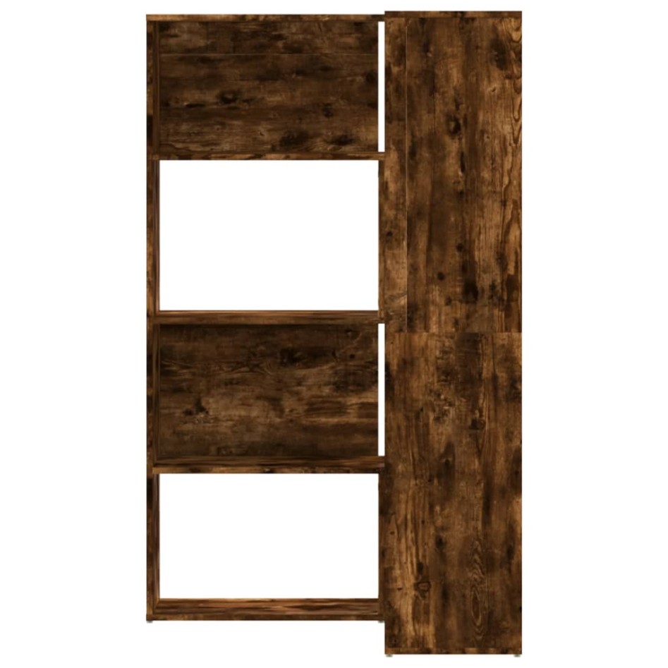 Estantería esquina 4 niveles madera roble ahumado 85x85x140
