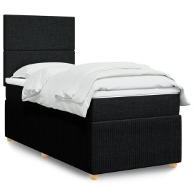 Cama box spring con colchón tela negro 80x200