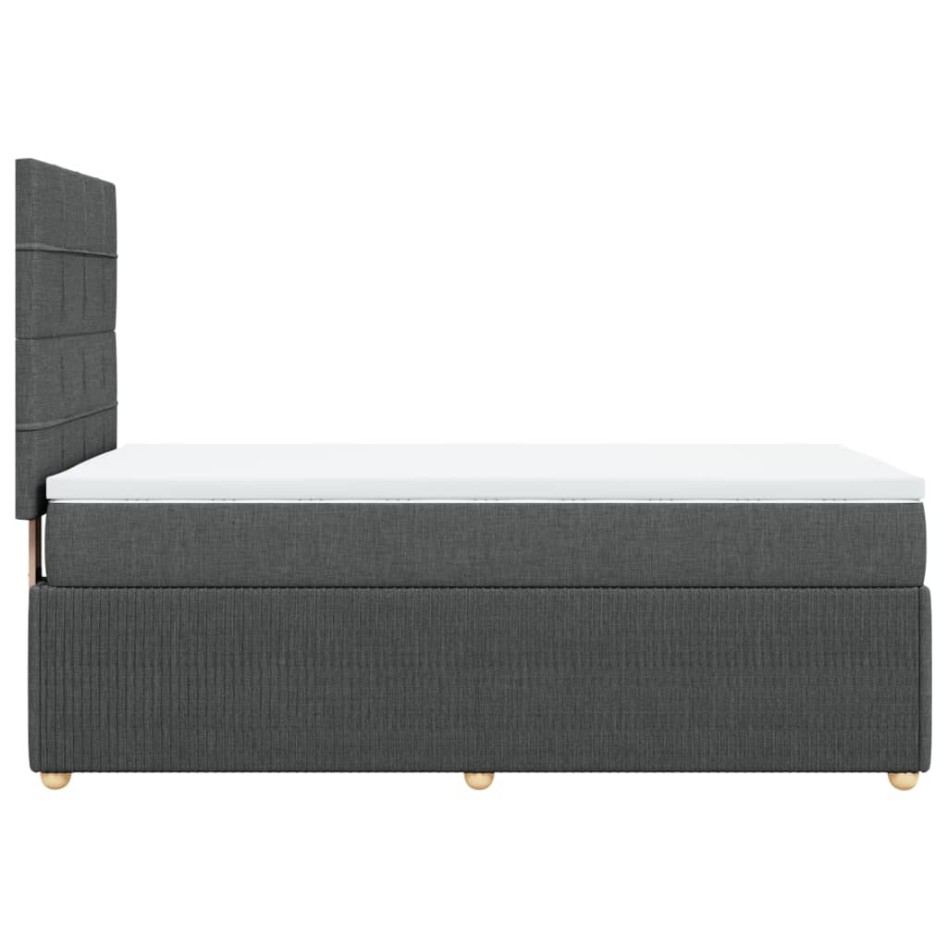 Cama box spring con colchón tela gris oscuro 80x200