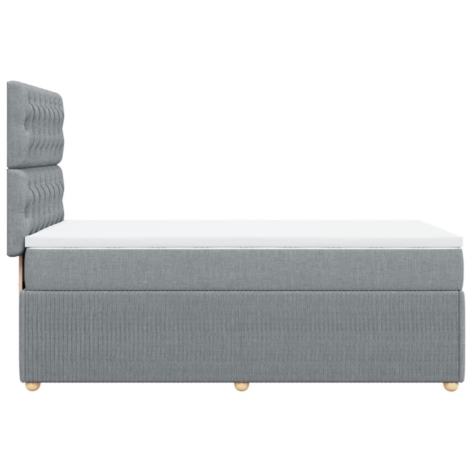 Cama box spring con colchón tela gris claro 80x200