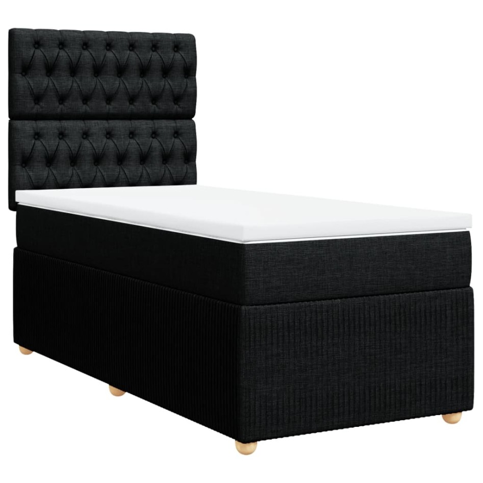 Cama box spring con colchón tela negro 80x200