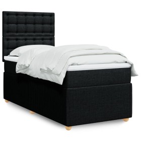 Cama box spring con colchón tela negro 80x200