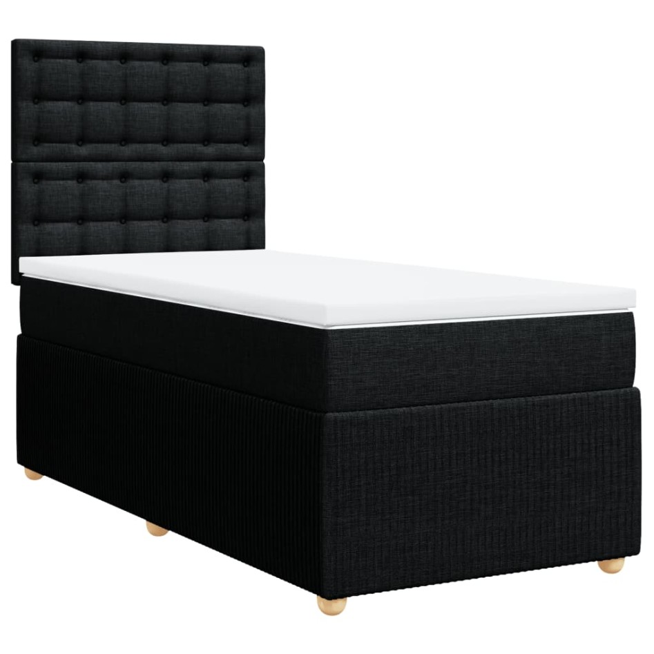 Cama box spring con colchón tela negro 80x200