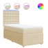 Cama box spring con colchón tela color crema 80x200