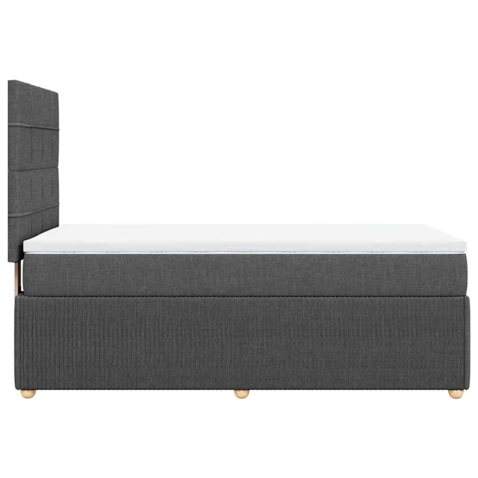 Cama box spring con colchón tela gris oscuro 90x200