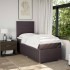 Cama box spring con colchón tela marrón oscuro 90x200