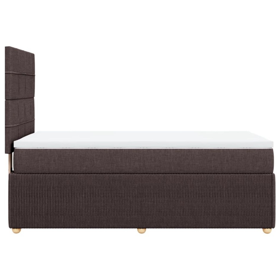 Cama box spring con colchón tela marrón oscuro 90x200