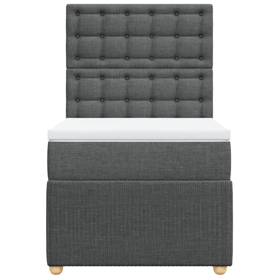 Cama box spring con colchón tela gris oscuro 90x200