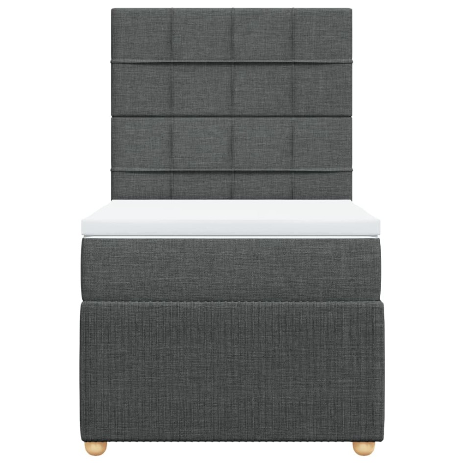 Cama box spring con colchón tela gris oscuro 100x200