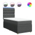 Cama box spring con colchón tela gris oscuro 100x200