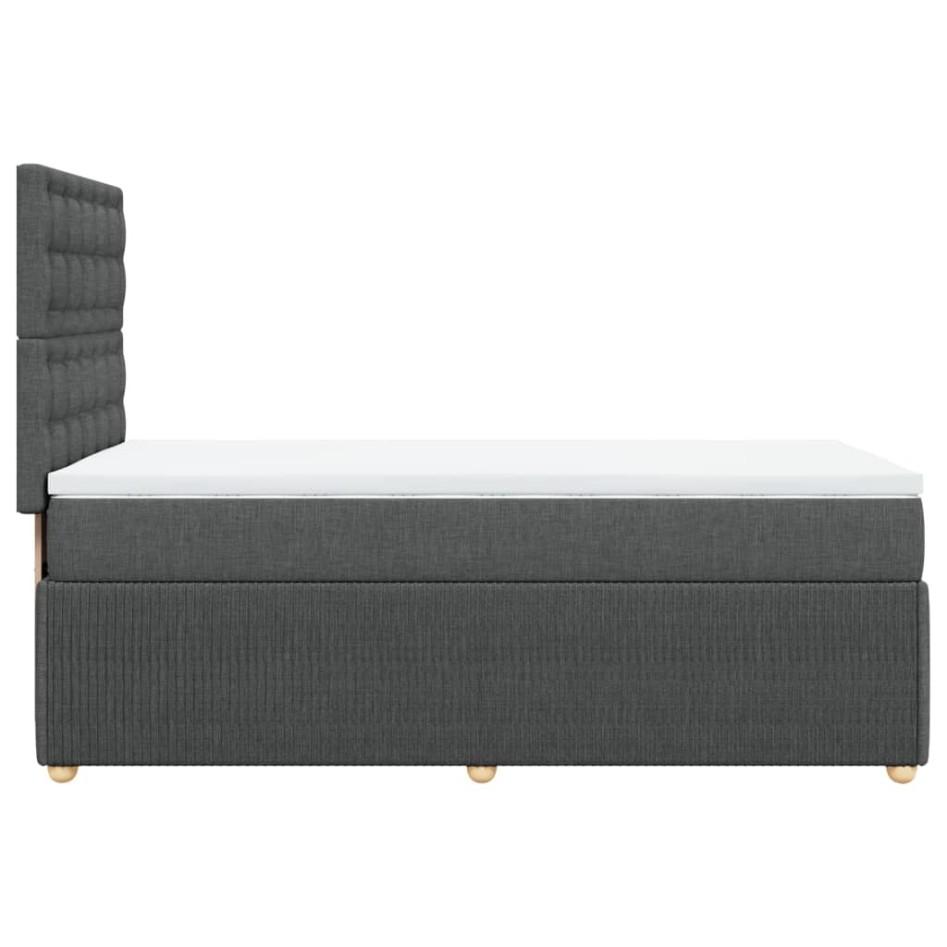 Cama box spring con colchón tela gris oscuro 100x200