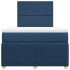 Cama box spring con colchón tela azul 120x190