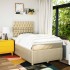 Cama box spring con colchón tela color crema 120x190