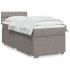 Cama box spring con colchón tela gris taupe 80x200