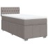 Cama box spring con colchón tela gris taupe 80x200