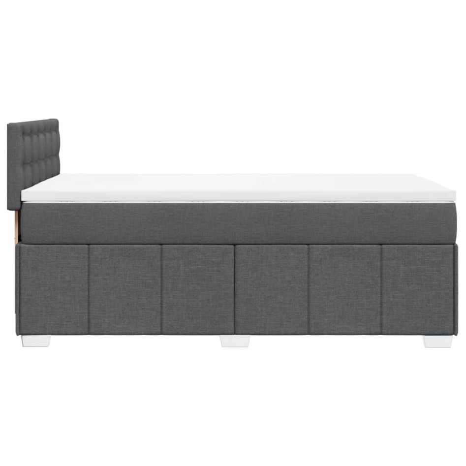 Cama box spring con colchón tela gris oscuro 80x200