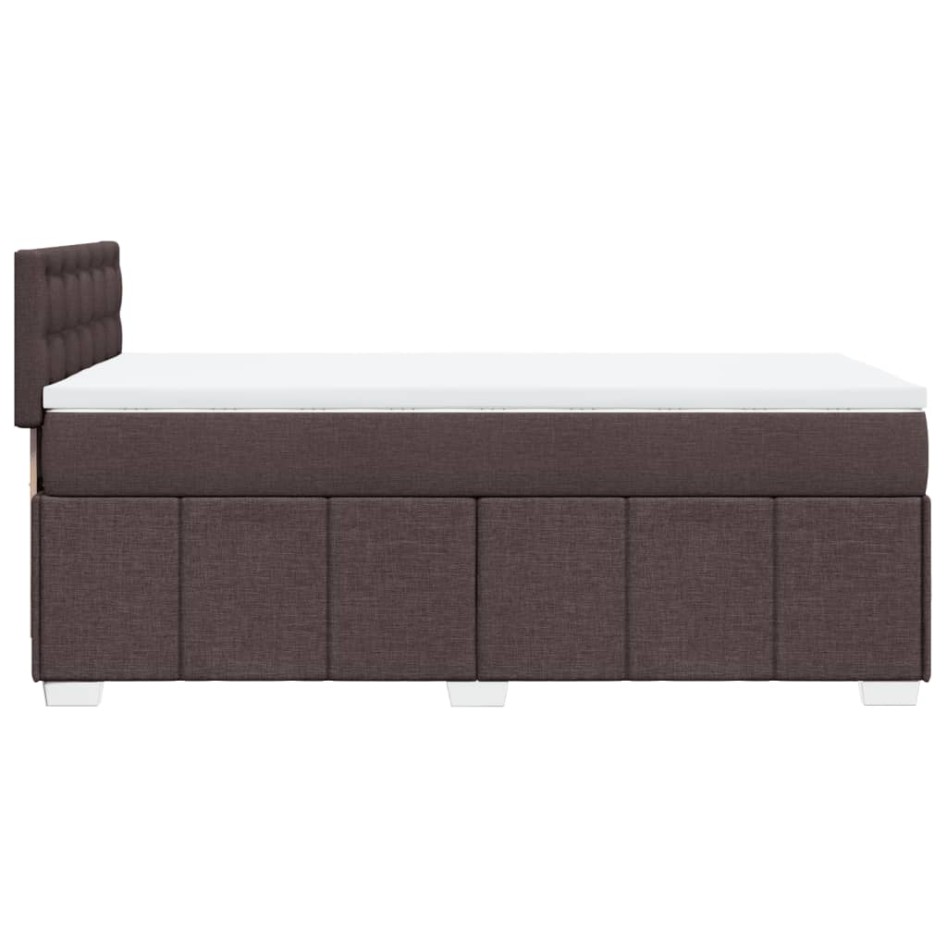 Cama box spring con colchón tela marrón oscuro 80x200
