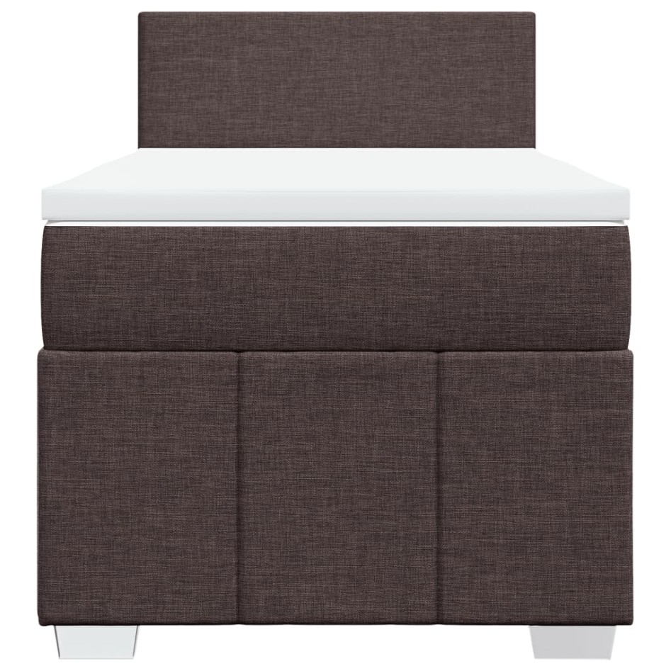Cama box spring con colchón tela marrón oscuro 90x190