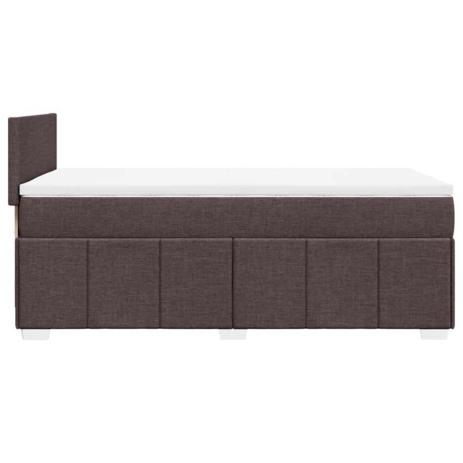Cama box spring con colchón tela marrón oscuro 90x190