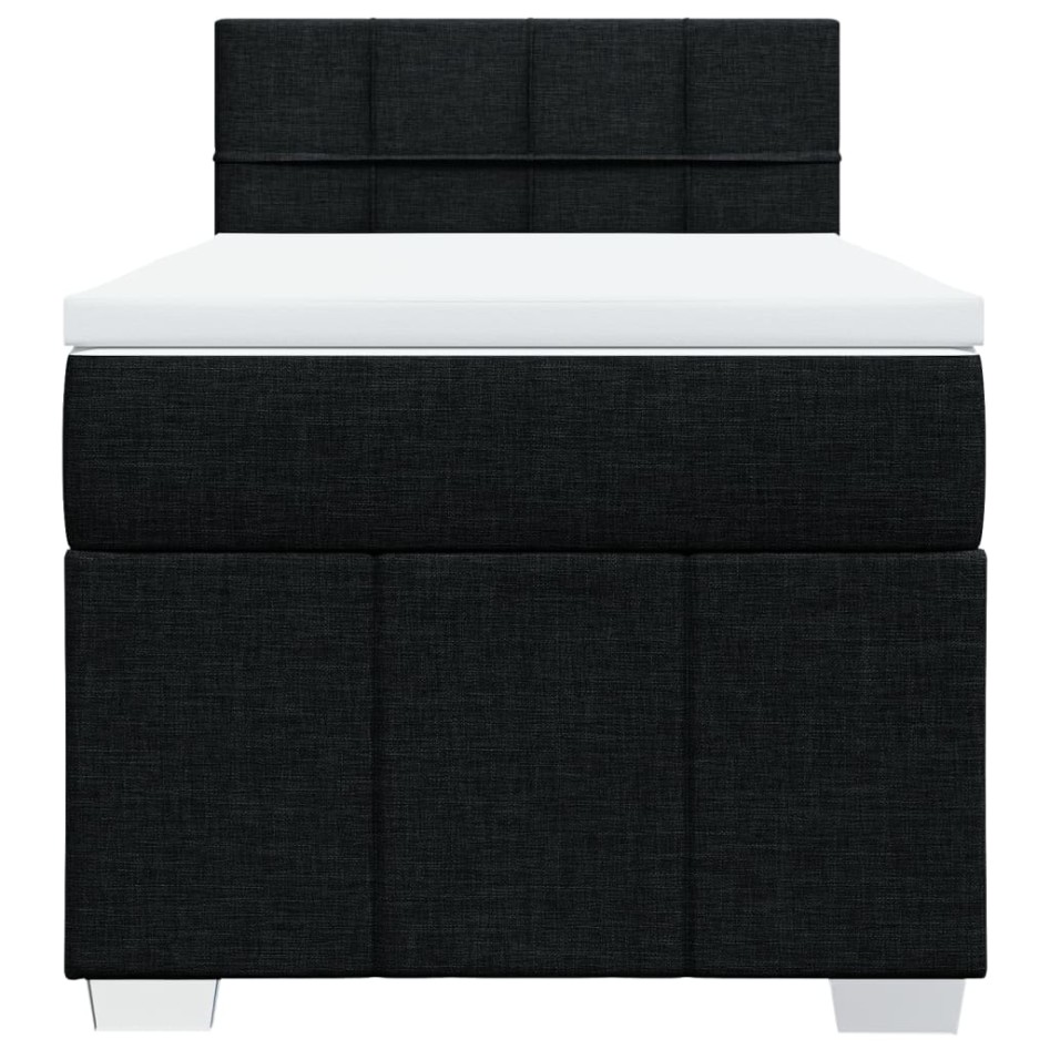 Cama box spring con colchón tela negro 90x190