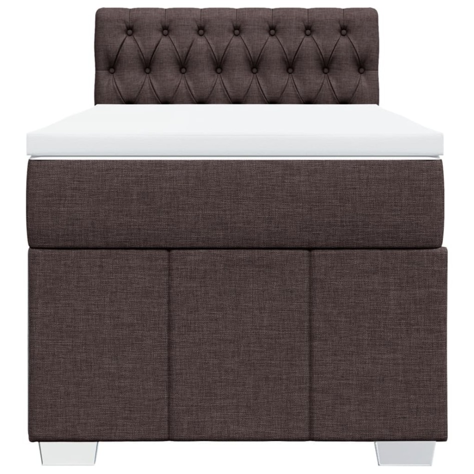 Cama box spring con colchón tela marrón oscuro 90x190