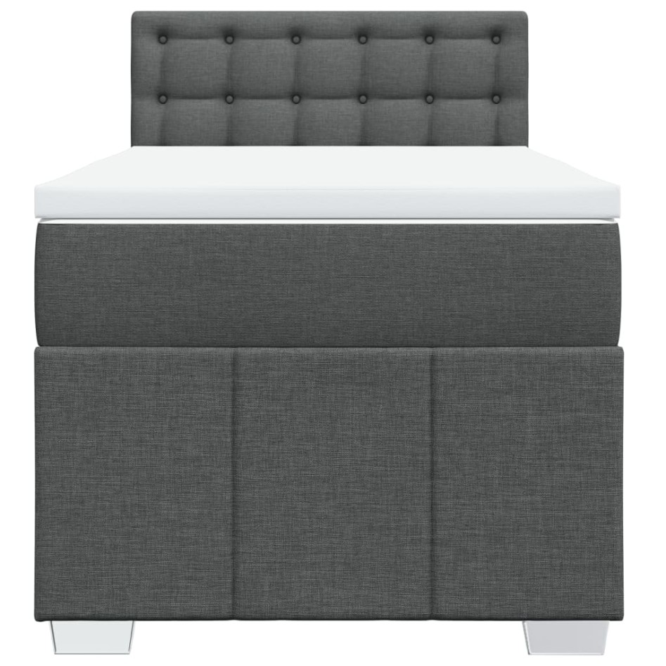 Cama box spring con colchón tela gris oscuro 90x190