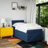 Cama box spring con colchón tela azul 90x200