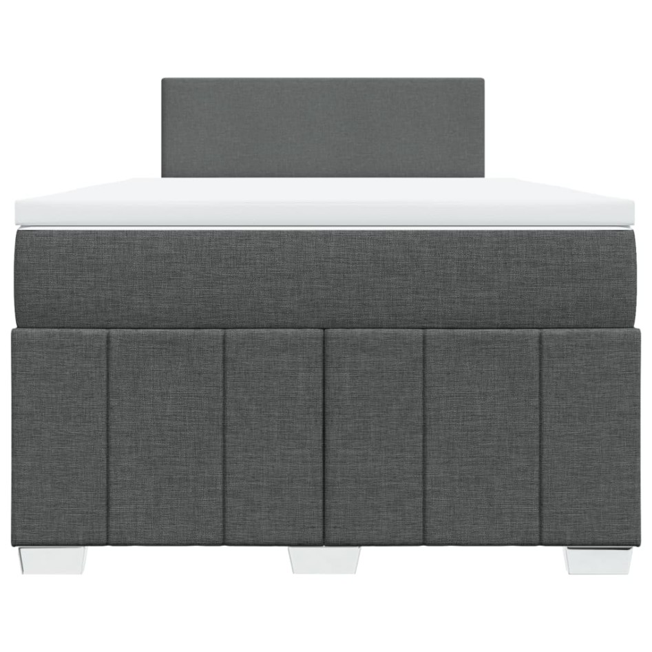 Cama box spring con colchón tela gris oscuro 120x200
