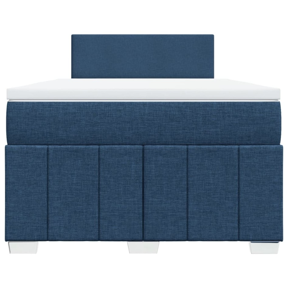 Cama box spring con colchón tela azul 120x200