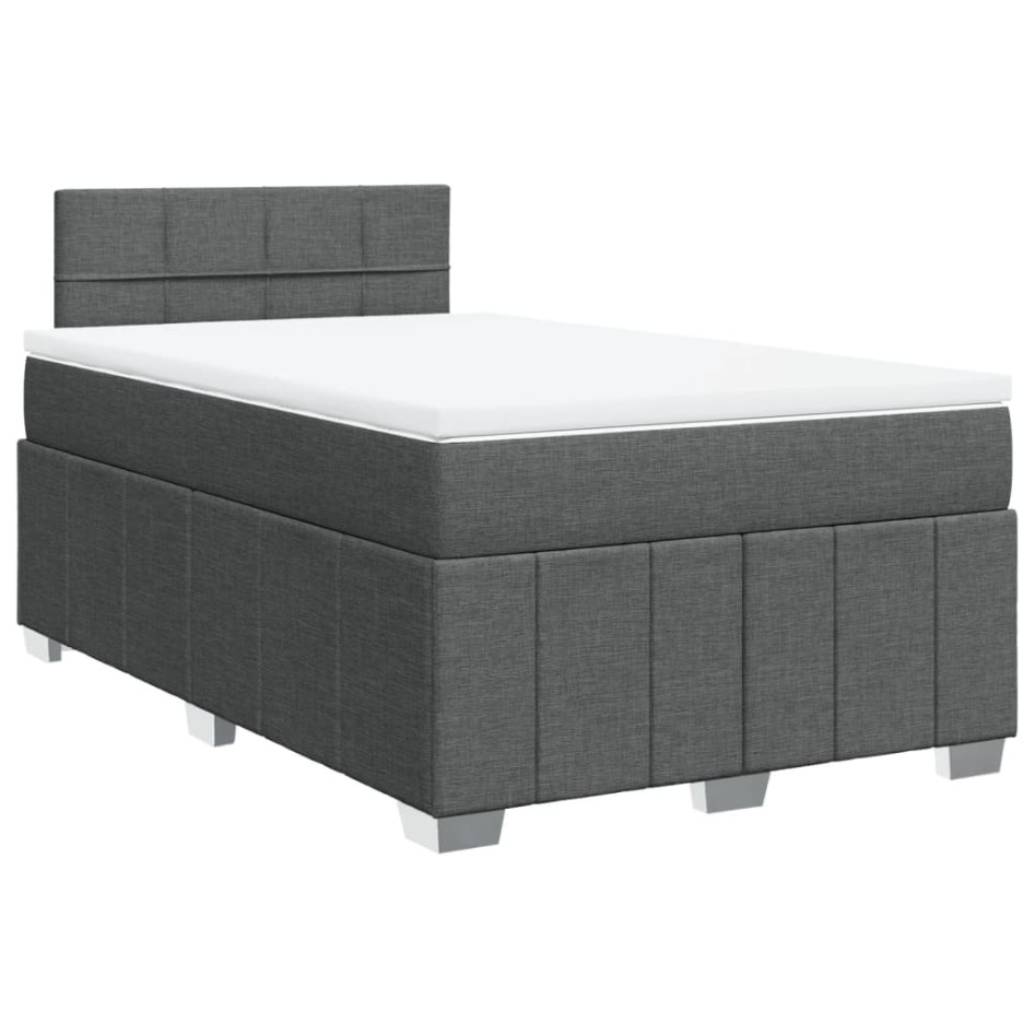 Cama box spring con colchón tela gris oscuro 120x200