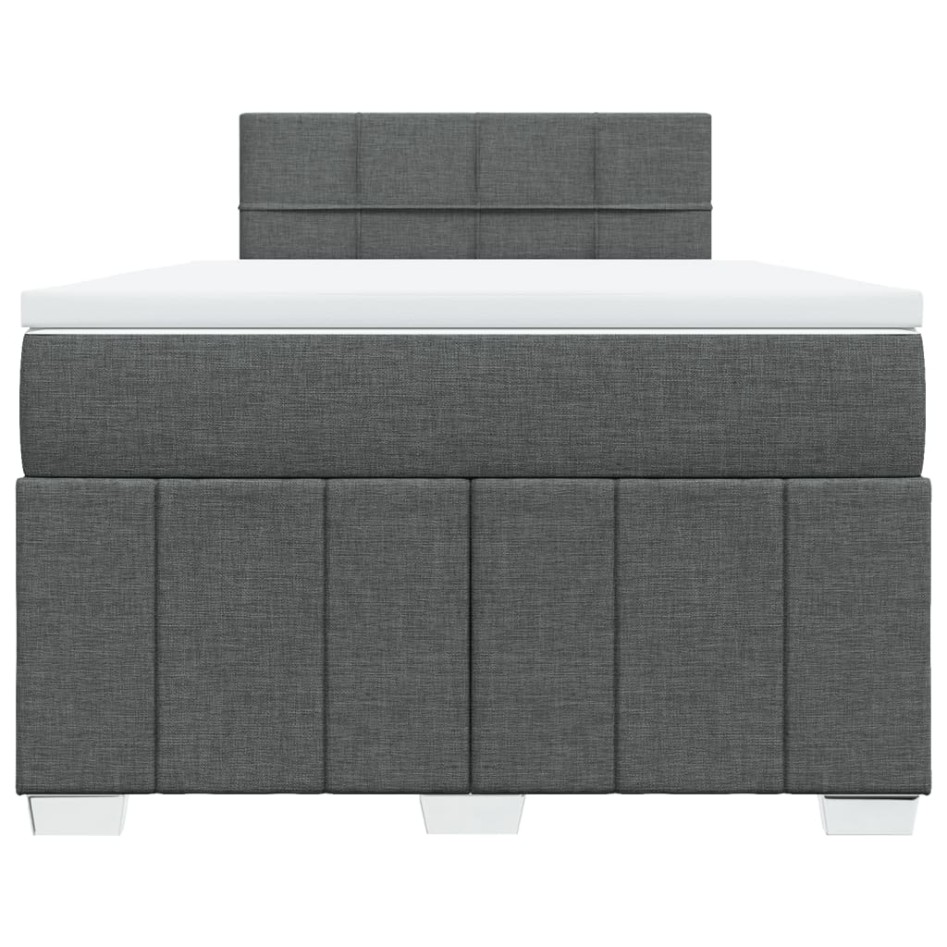 Cama box spring con colchón tela gris oscuro 120x200