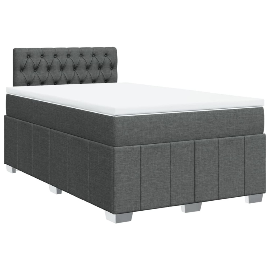Cama box spring con colchón tela gris oscuro 120x200