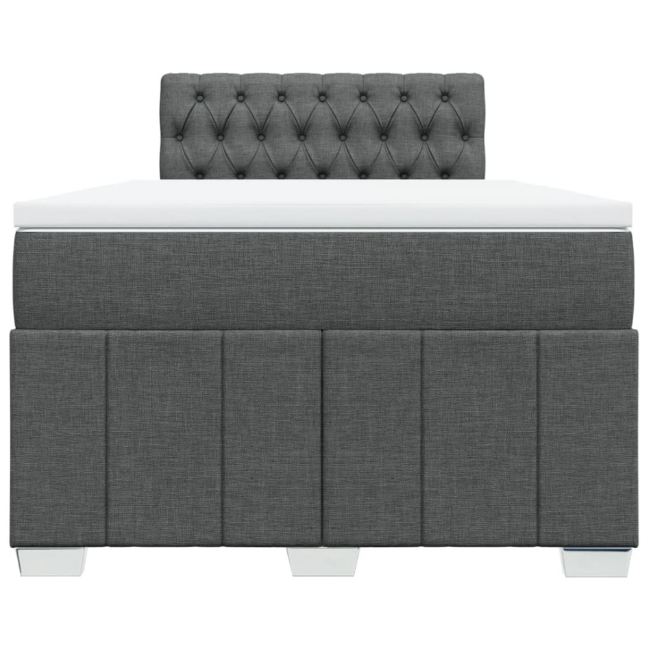 Cama box spring con colchón tela gris oscuro 120x200