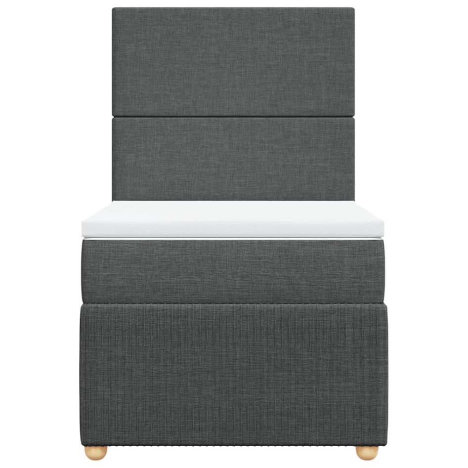 Cama box spring con colchón tela gris oscuro 80x200