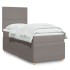 Cama box spring con colchón tela gris taupe 80x200