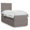 Cama box spring con colchón tela gris taupe 80x200 cm