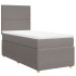 Cama box spring con colchón tela gris taupe 80x200