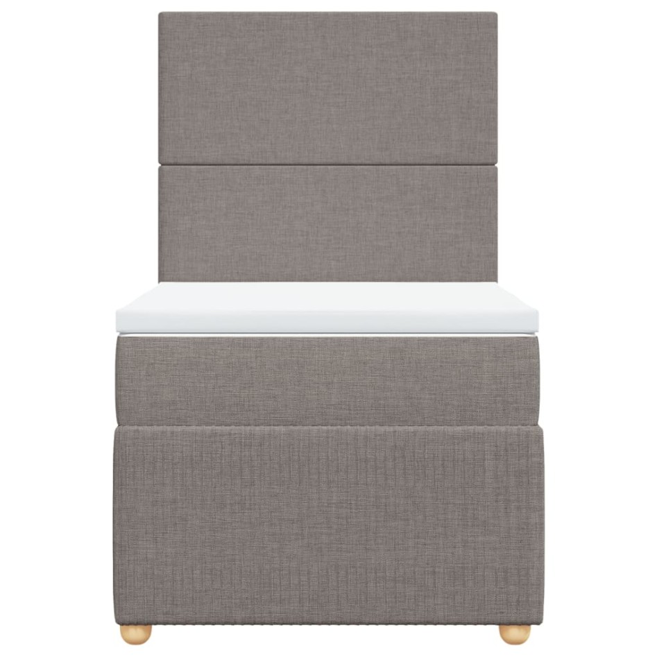Cama box spring con colchón tela gris taupe 80x200