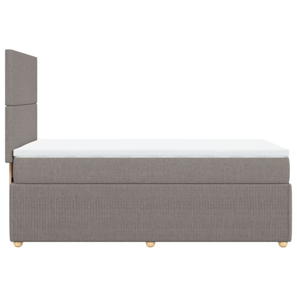 Cama box spring con colchón tela gris taupe 80x200