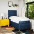 Cama box spring con colchón tela azul 80x200