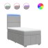 Cama box spring con colchón tela gris claro 100x200