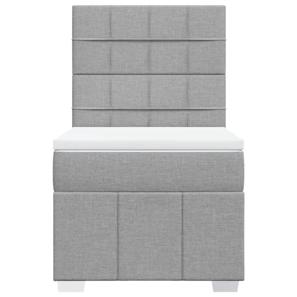 Cama box spring con colchón tela gris claro 100x200